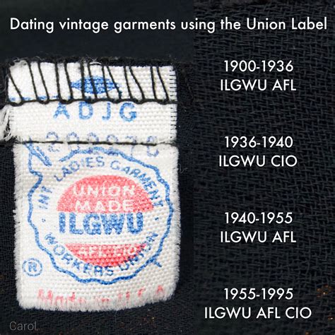 dating vintage union labels